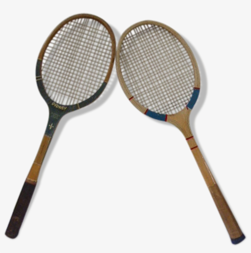 Lot Of Two Wooden Tennis Rackets Florence De Courtie - Racket, transparent png #8491855