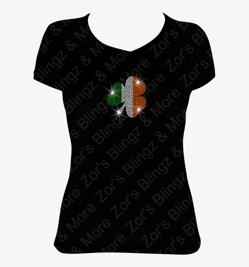Irish Flag Shamrock Rhinestone T-shirt Design - 40th Birthday Shirts For Her, transparent png #8495746