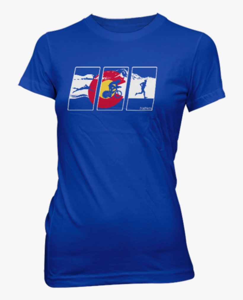 Triathlete Colorado Flag Women's T-shirt - T Shirts, transparent png #8498438