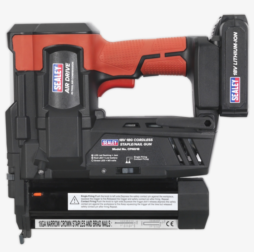 Cpng18 Sealey Cordless Nail/staple Gun 18g 18v Lithium-ion - Planer, transparent png #8498849