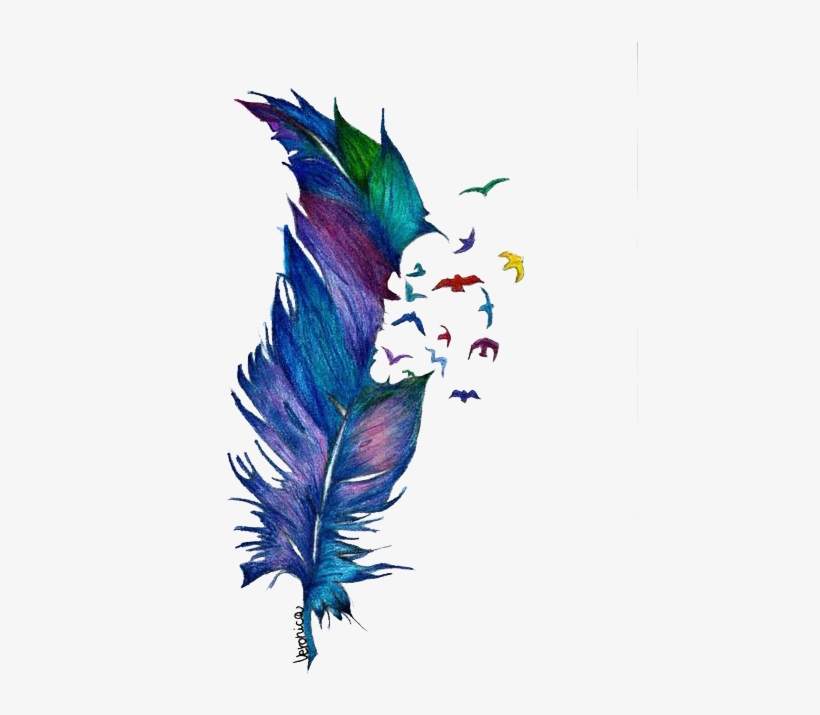 Watercolor Painting Tumblr Tattoo - Transparent Tumblr Feather Png, transparent png #850857
