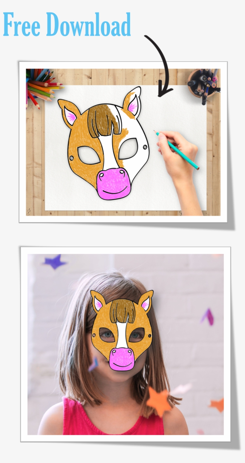 Free Horse Mask Coloring Activity For Your Kids Try - Horse, transparent png #852226