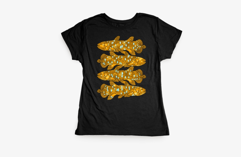 Geometric Jeweled Coelacanth Fish Womens T-shirt - T-shirt, transparent png #852824