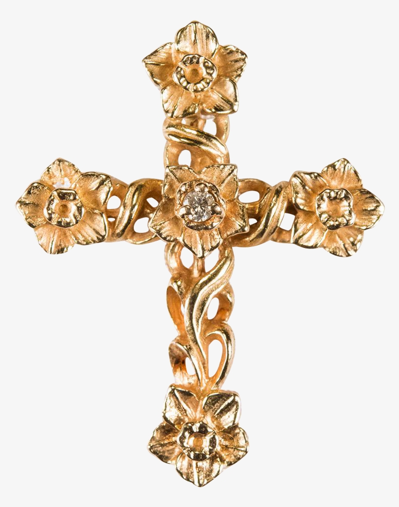 Gold Cross Png Svg Royalty Free - Gold Cross Pendant Png, transparent png #852939