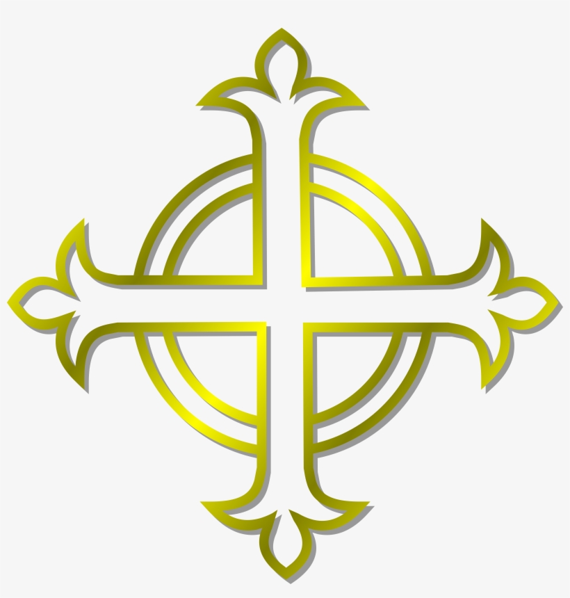 This Free Icons Png Design Of Gold Budded Cross, transparent png #853087