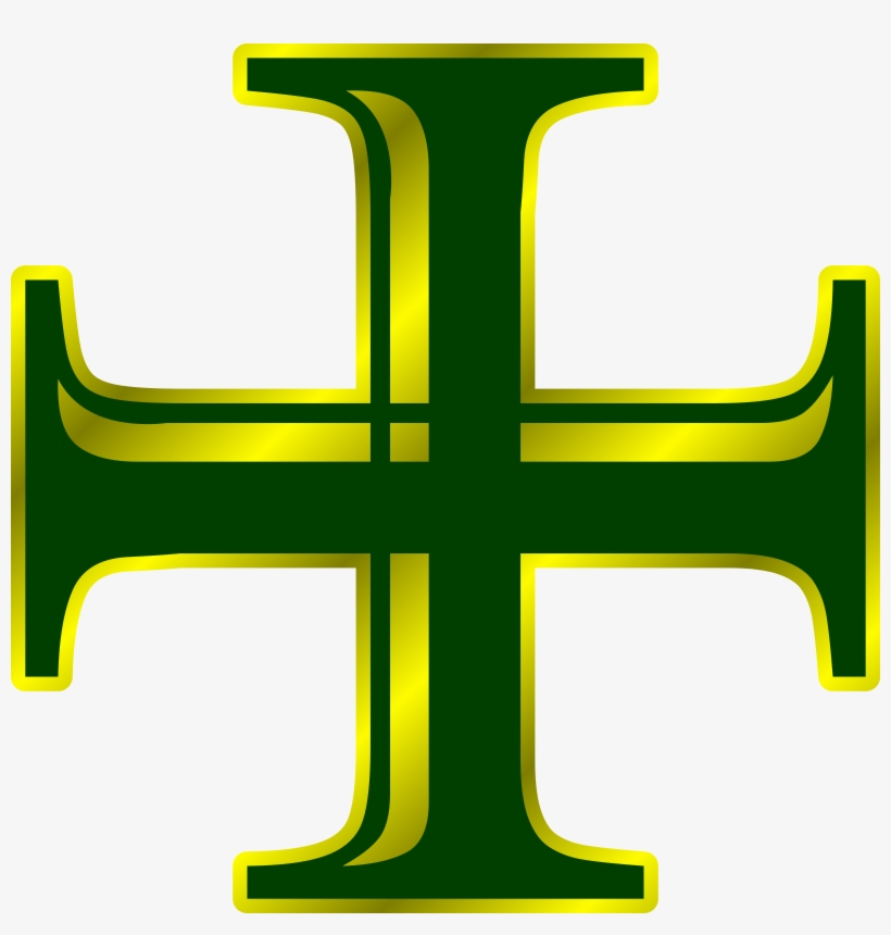 This Free Icons Png Design Of Green And Gold Cross, transparent png #853172