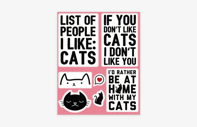 Cute Cat Sticker/decal Sheet - List Of People I Like: Cats Tote Bag: Funny Tote Bag, transparent png #853345