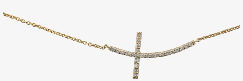 14k Yellow Gold Sideways Cross Diamond Necklace, transparent png #853622