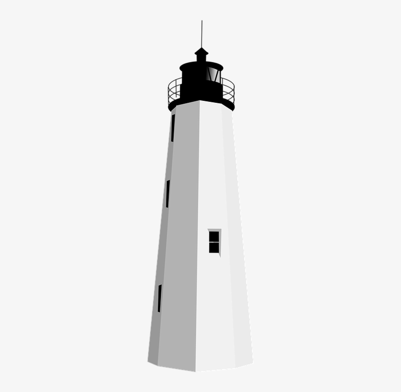 Black And White Vector Clip Art Of A Lighthouse - Lighthouse, transparent png #855163