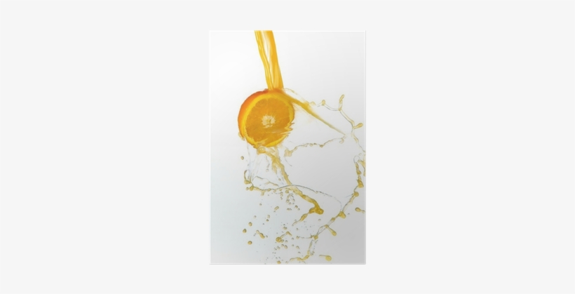 Fresh Orange With Juice Splash, Isolated On White Background - White, transparent png #855269