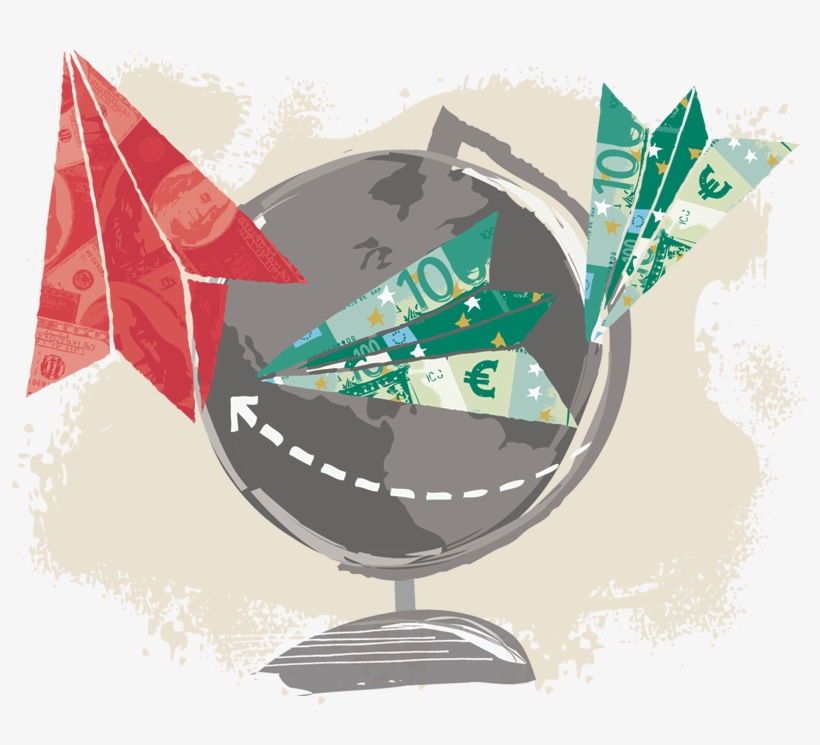 Money Paper Airplanes Flying Around Globe - Money, transparent png #855986