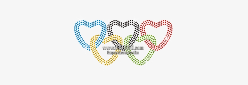 Olympic Rings In Heart Shape Hot-fix Rhinestone Transfer, transparent png #857217