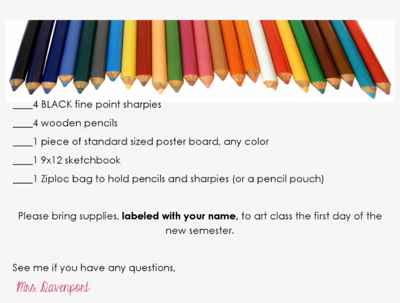 Beaufort Middle School Art Supply List - Document, transparent png #859866