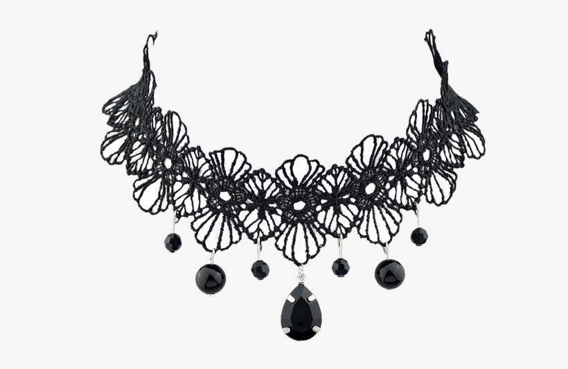 Los Encajes De Ganchillo Floral Gargantilla Con Forma - Black Lace Necklace Png Transparent, transparent png #8500194