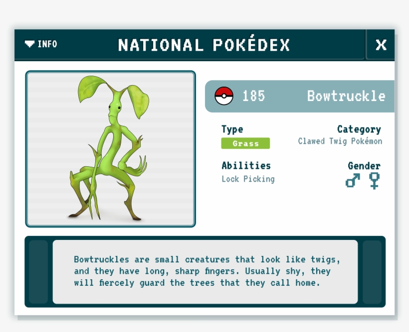 Bowtruckle Pokédex - Fantastic Beasts Pokémon Mashup, transparent png #8501248