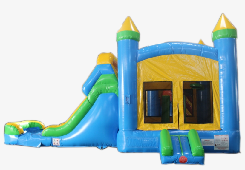 28' Blue & Yellow Bounce House Wet Or Dry Water Slide - Inflatable, transparent png #8505638