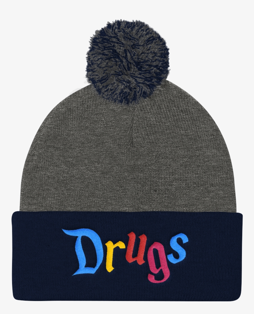 Happiestpompombeanie Mockup Front Dark Heather Grey - Knit Cap, transparent png #8505934