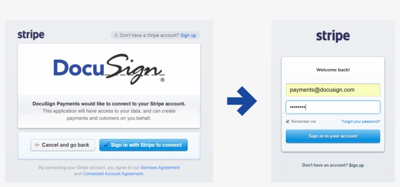 Connect To Your Stripe Account - Docusign, transparent png #8508494