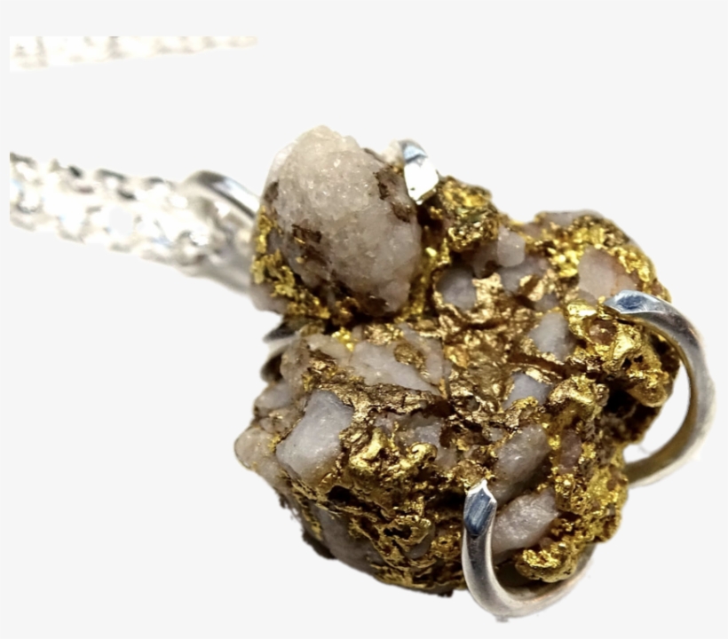 22k Gold Nugget Quartz Pendant Necklace - Pendant, transparent png #8509886