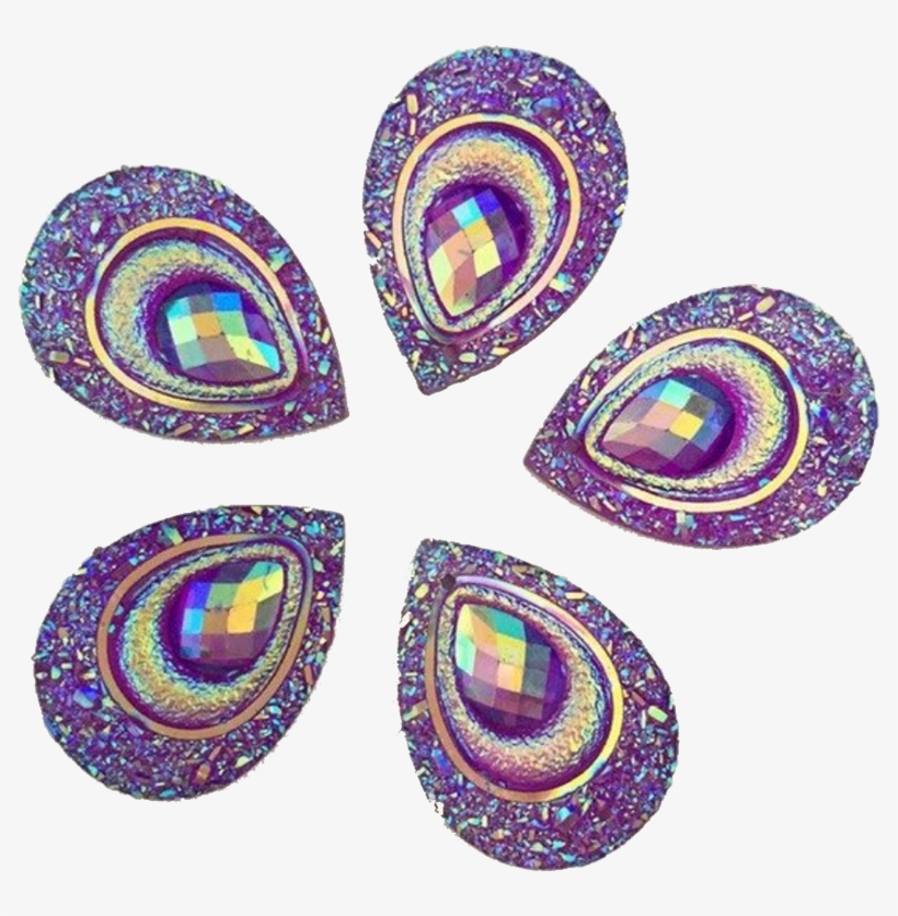 Purple Sugar Crystal Raindrop Gems For Face Painting - Earrings, transparent png #8511756