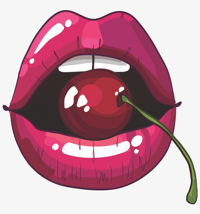 Adesivo Decorativo Boca Cereja - Cherry Lips Vector, transparent png #8512901