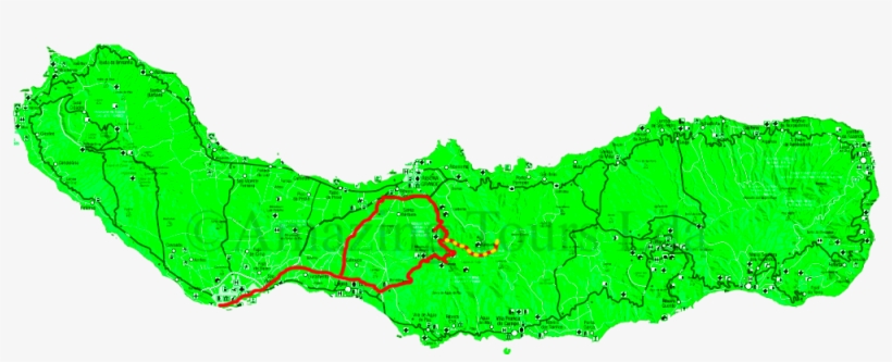 Map Itinerary - Lagoa De Fogo Hike, transparent png #8513147