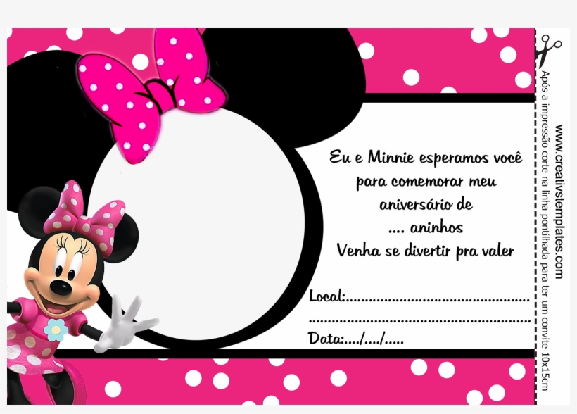 Festa Minnie Rosa E Preto Kit Festa Minnie Rosa Ouro - Convites Da Minnie Rosa, transparent png #8515840