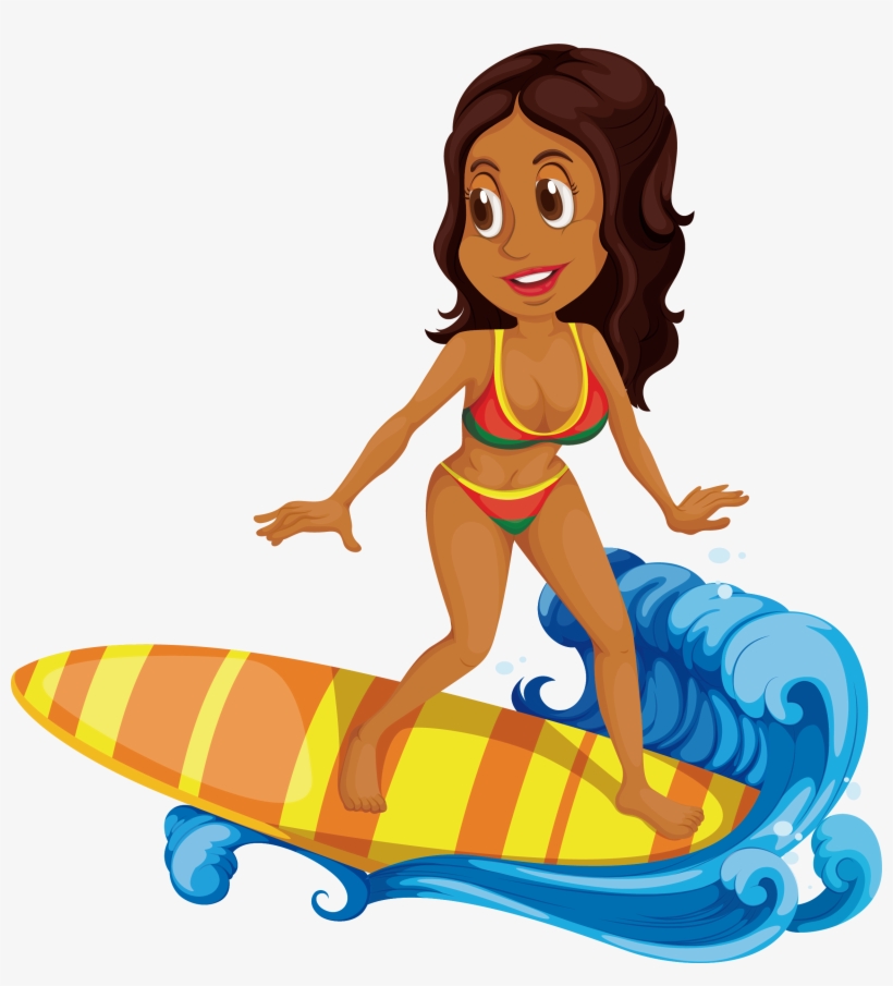 Surfing Cartoon Clip Art - Surfing Clipart, transparent png #8518515