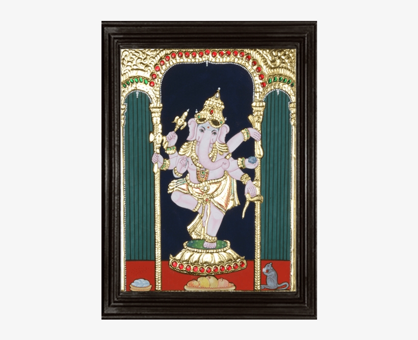 Ganesha Tanjore Painting - Picture Frame, transparent png #8520145