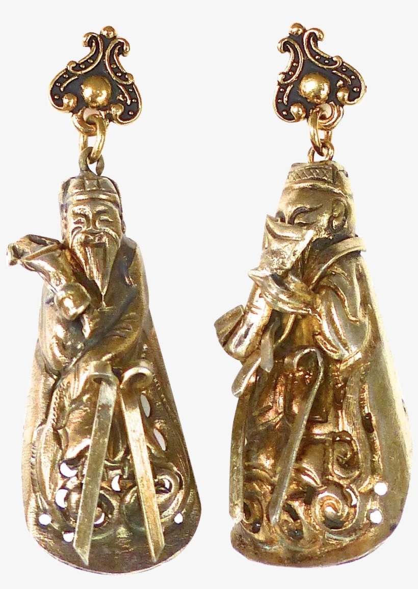 Antique Chinese Gold Vermeil Drop Earrings Found At - Earrings, transparent png #8520621