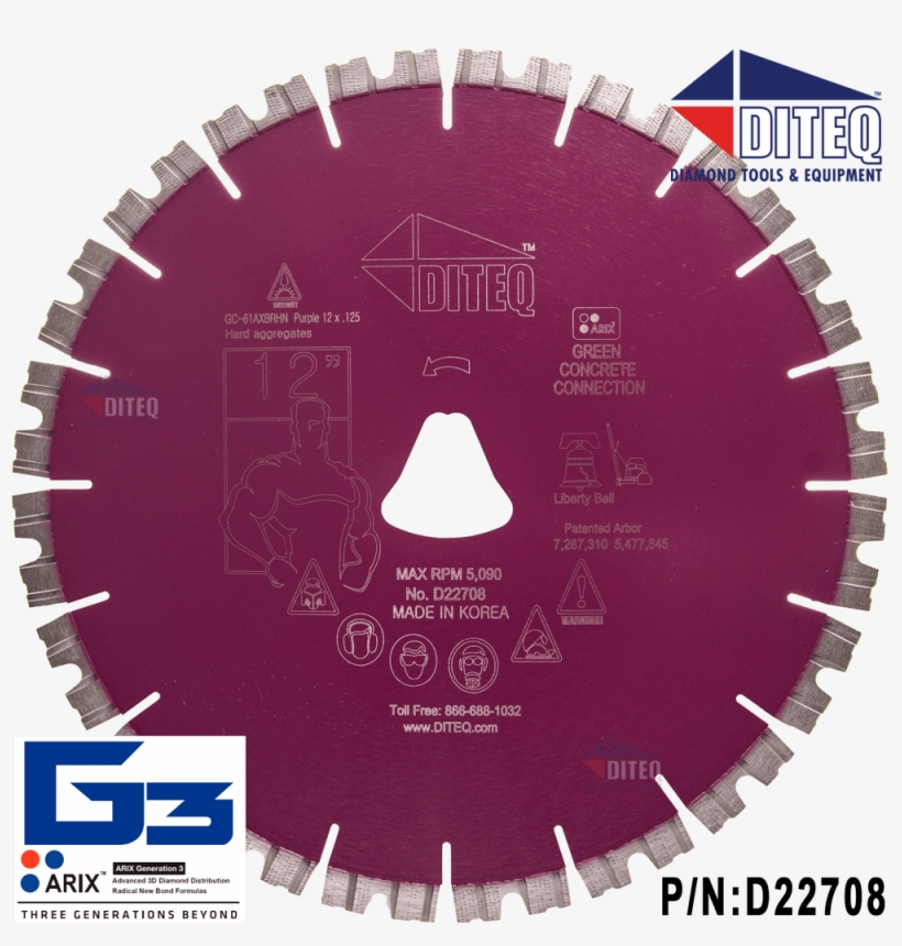 Gc-61 Brute Notched Arix Purple Liberty Bell Blades - Diamond Blade, transparent png #8521904