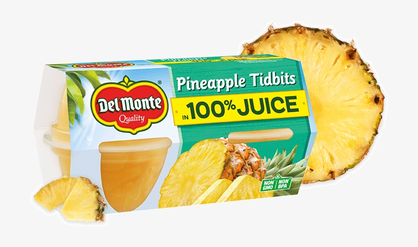 Pineapple Tidbits In 100% Juice, Fruit Cup® Snacks - Del Monte, transparent png #8522252