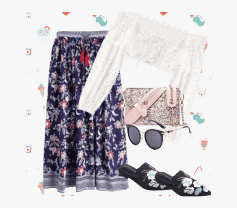 Floral Skirt And Top - Bed Skirt, transparent png #8527371