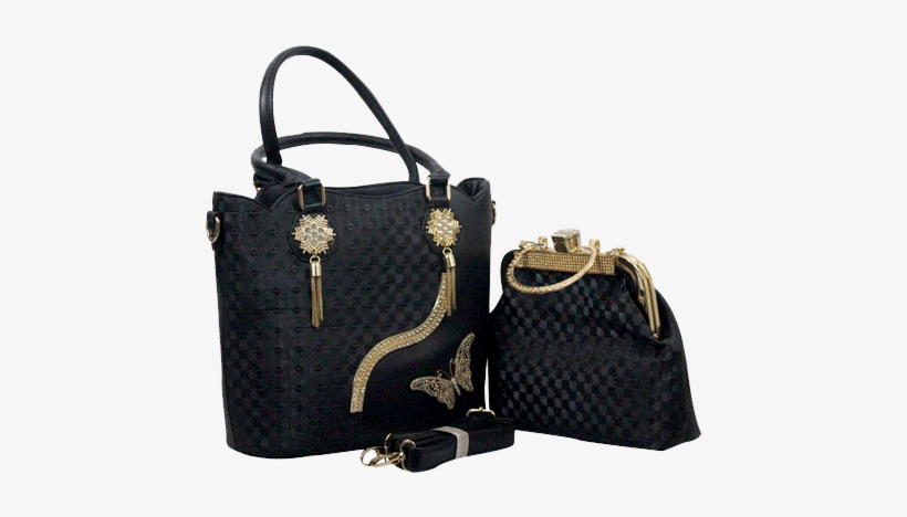 Two Piece Fancy Ladies Bag Black A - Shoulder Bag, transparent png #8528606