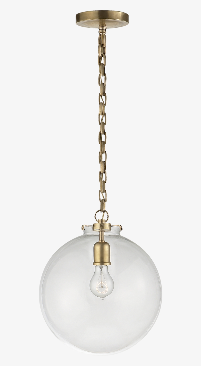 Katie Globe Pendant In Hand-rubbed Antique Brass With - Visual Comfort & Co. Katie Pendant Glass, transparent png #8529983