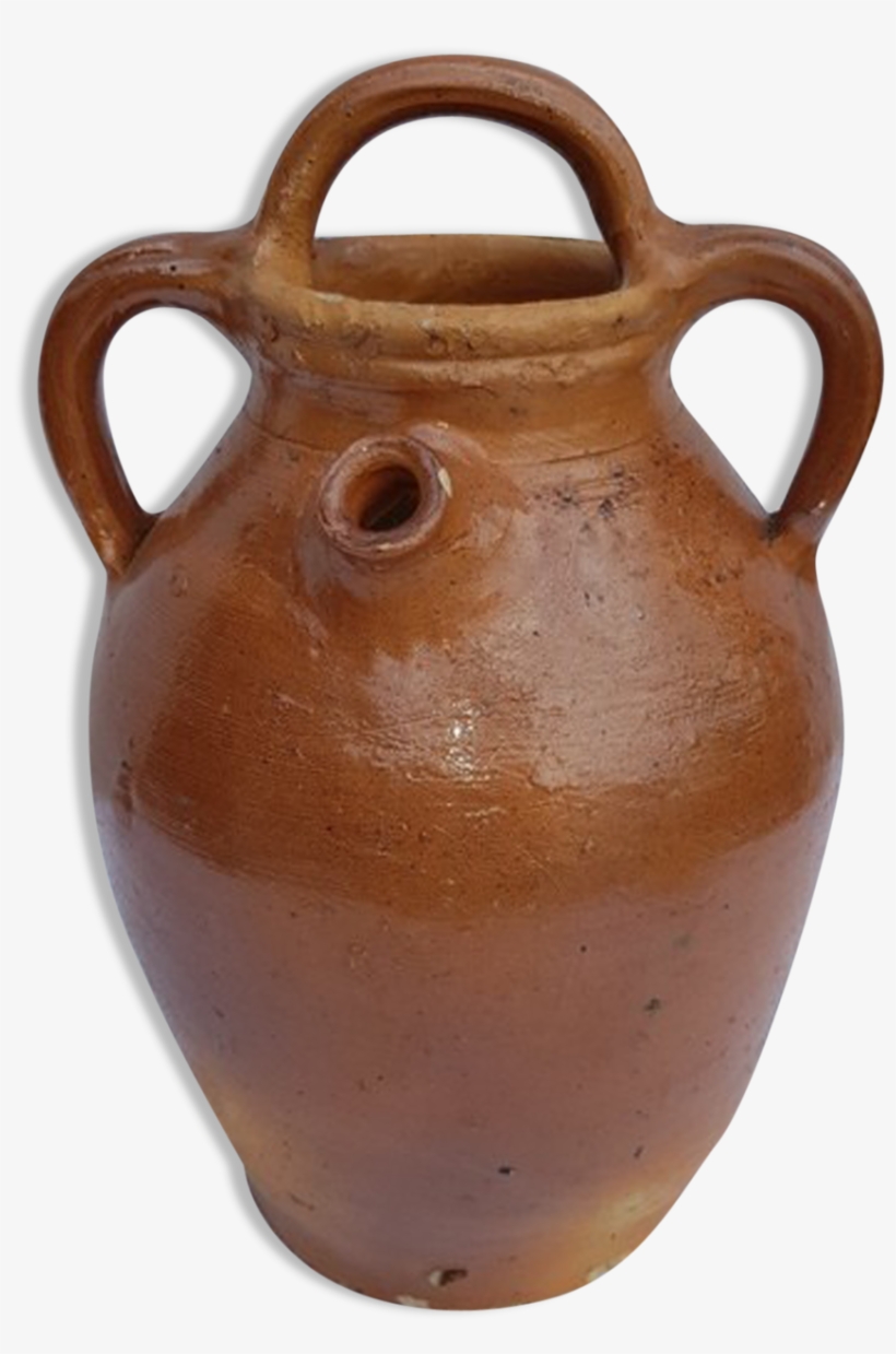 Former Water Glazed Terracotta Pot With 3 Handles - Earthenware, transparent png #8531898