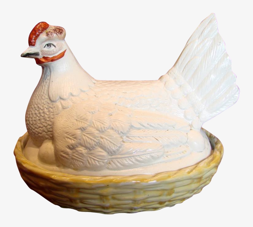 English Staffordshire Dudson White Hen Chicken On Nest - Chicken, transparent png #8533600