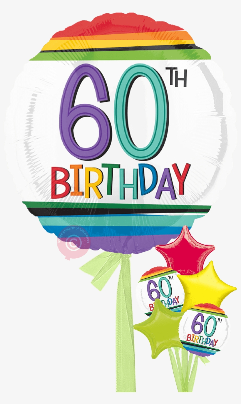 Inflated Num 60 Rainbow 60th Birthday Balloons, transparent png #8534574