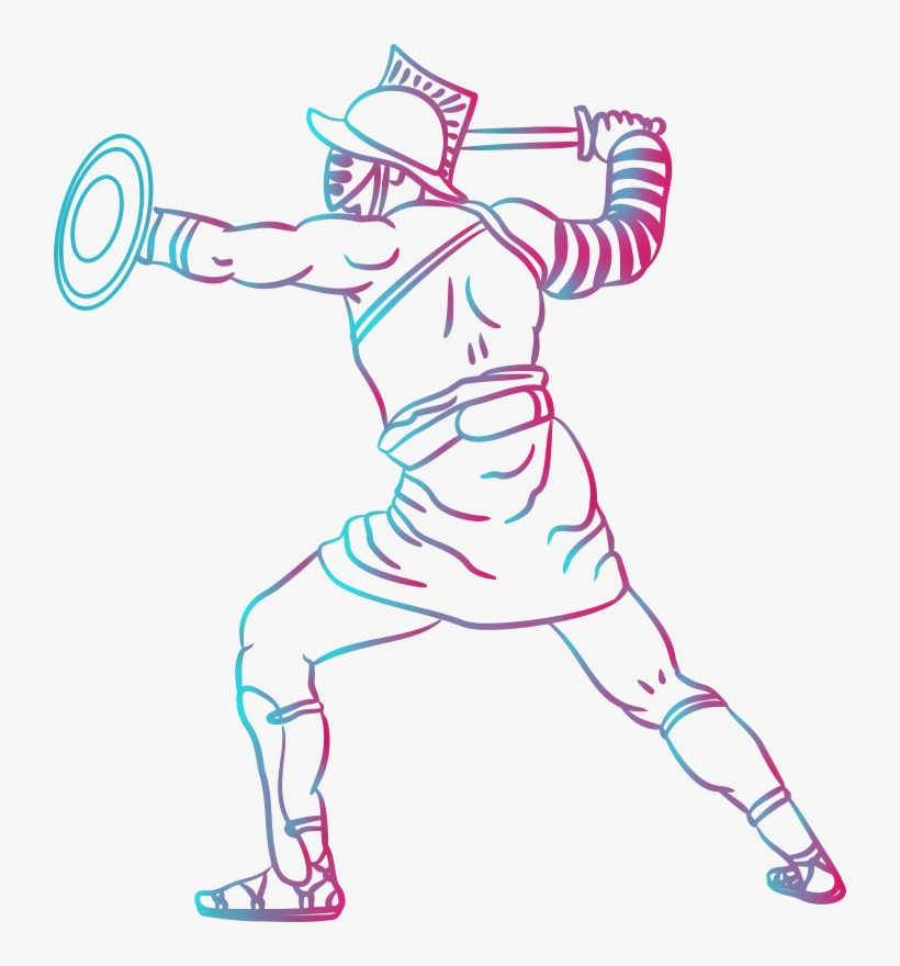 Medium Image - Gladiator Ancient Roman Drawing, transparent png #8536192