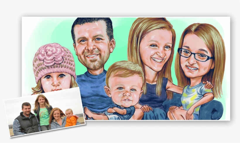 Caricature Family Portrait - Family, transparent png #8537229