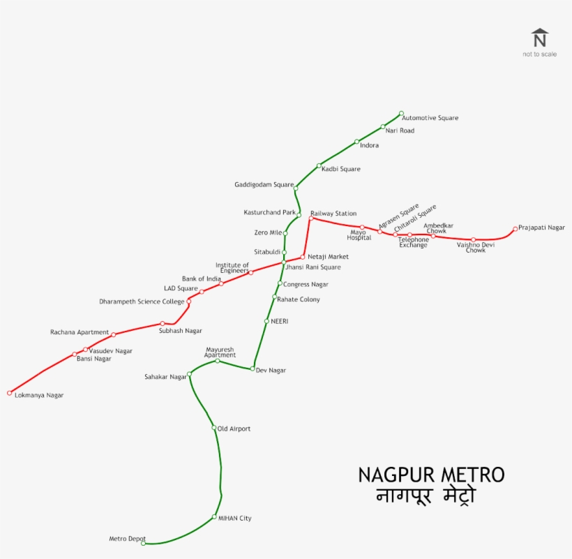 Nagpur Metro Rail Map - Map, transparent png #8539379
