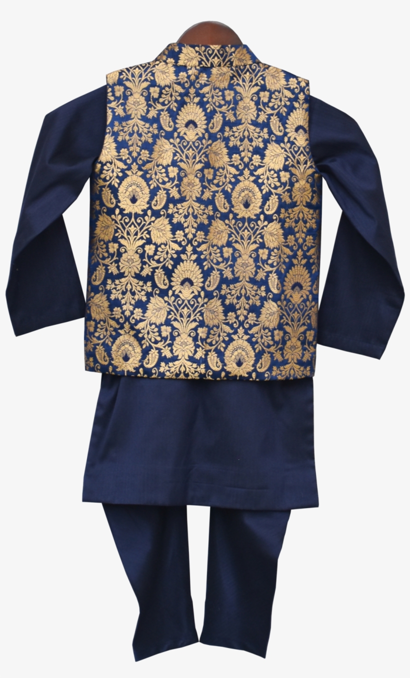 Load Image Into Gallery Viewer, Boys Blue Brocade Nehru - Silk, transparent png #8539935
