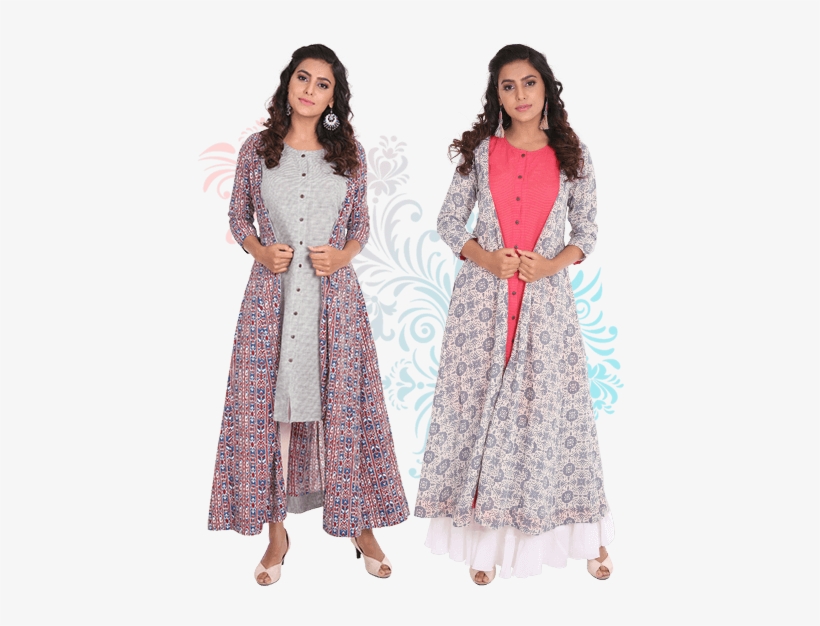 Agnisie Pick Any 1 Shirt Kurta With Long Jacket - Long Kurta With Long Jacket, transparent png #8539991