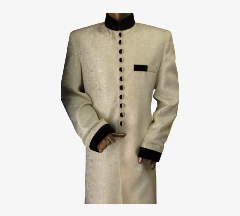 Pearl White Jacquard Sherwani Kurta - Overcoat, transparent png #8540096