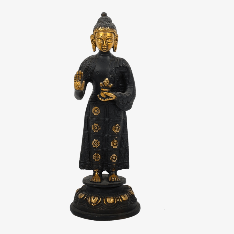 Black & Golden Buddha Decorative Statue - Statue, transparent png #8540627