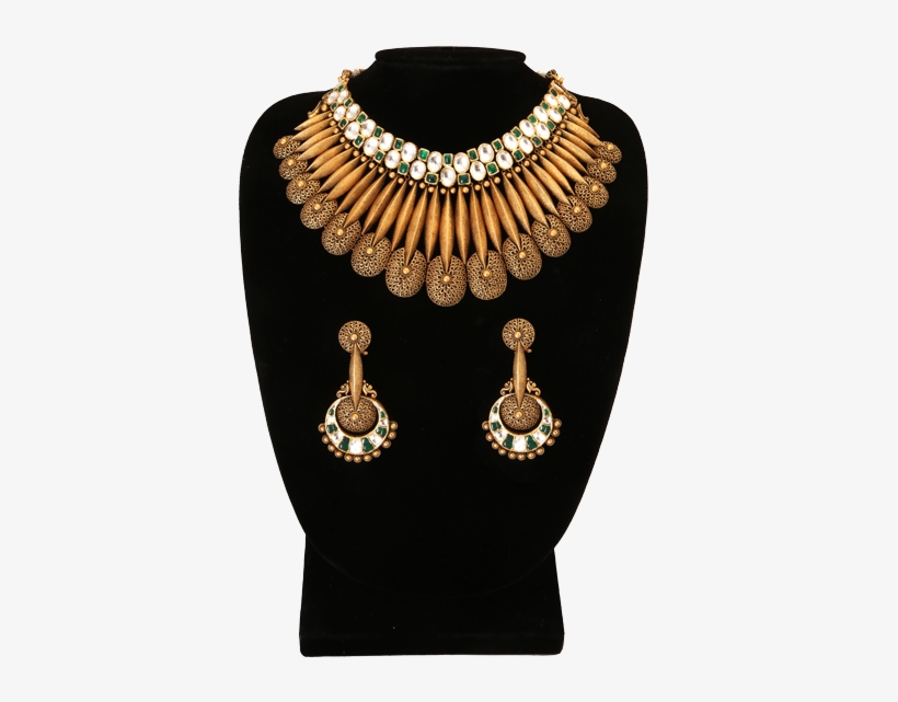 Necklace Set With Gold And Jadau - Necklace, transparent png #8541569