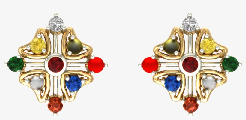 Navratna Earrings Online - Navaratna Earring Designs, transparent png #8542134
