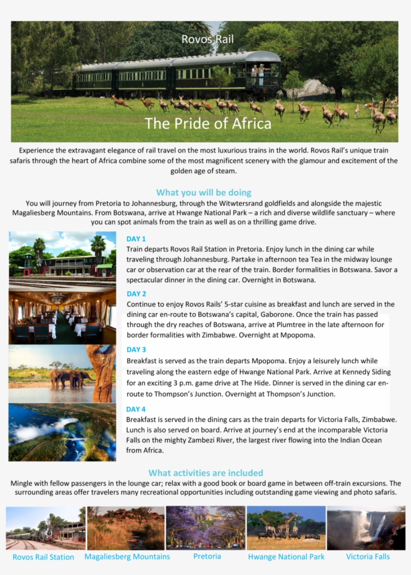 Rovos Rail The Pride Of Africa Experience The Extravagant - Railroad Car, transparent png #8543383