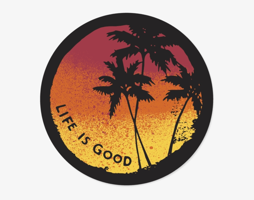 Sunset Palms Circle Sticker - Palm Tree Sticker Circle, transparent png #8543565