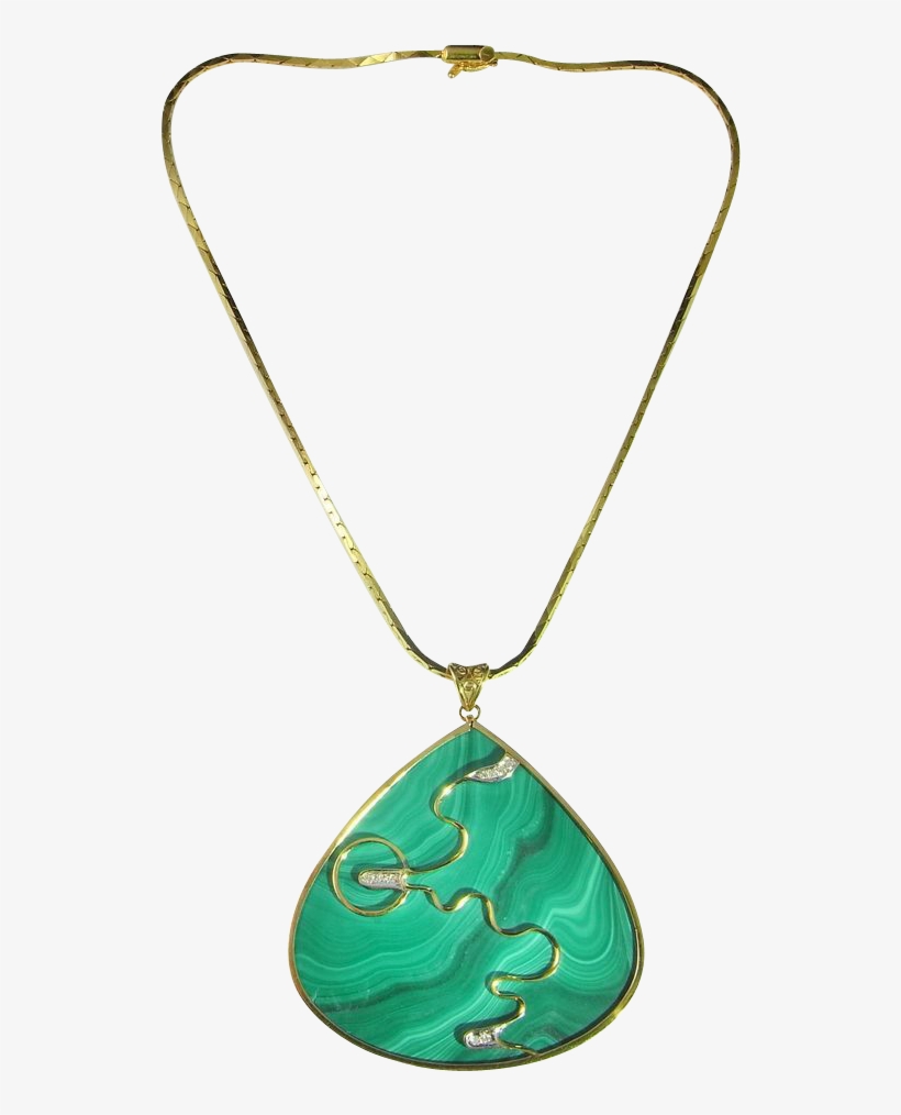 Graphic Library Library Malachite Diamond Pendant Kgold - Necklace, transparent png #8543791